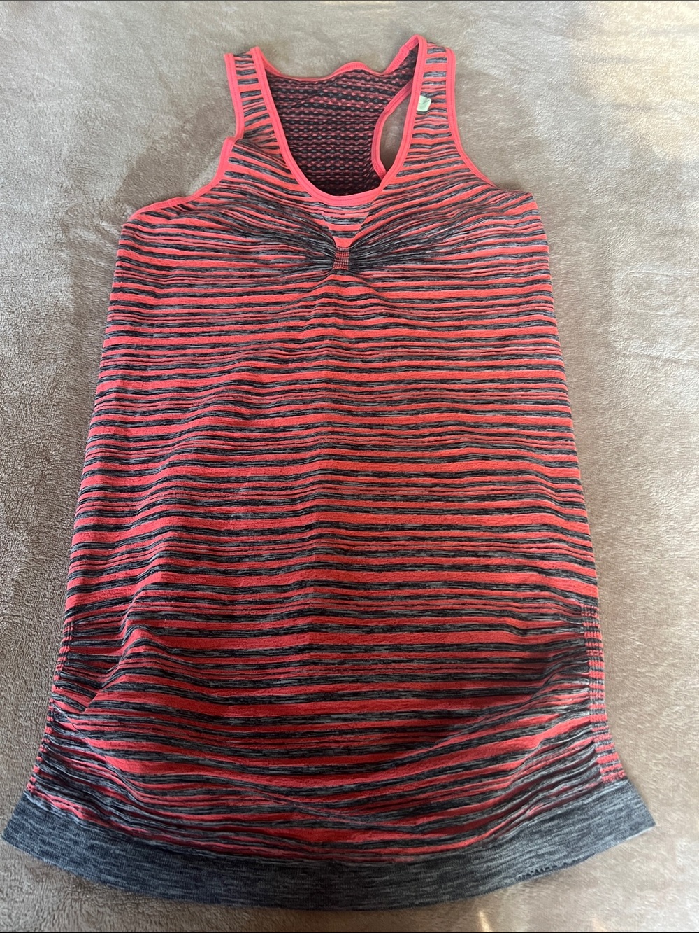 Women's Striped Racerback Tank Top - Coral and Charcoal
